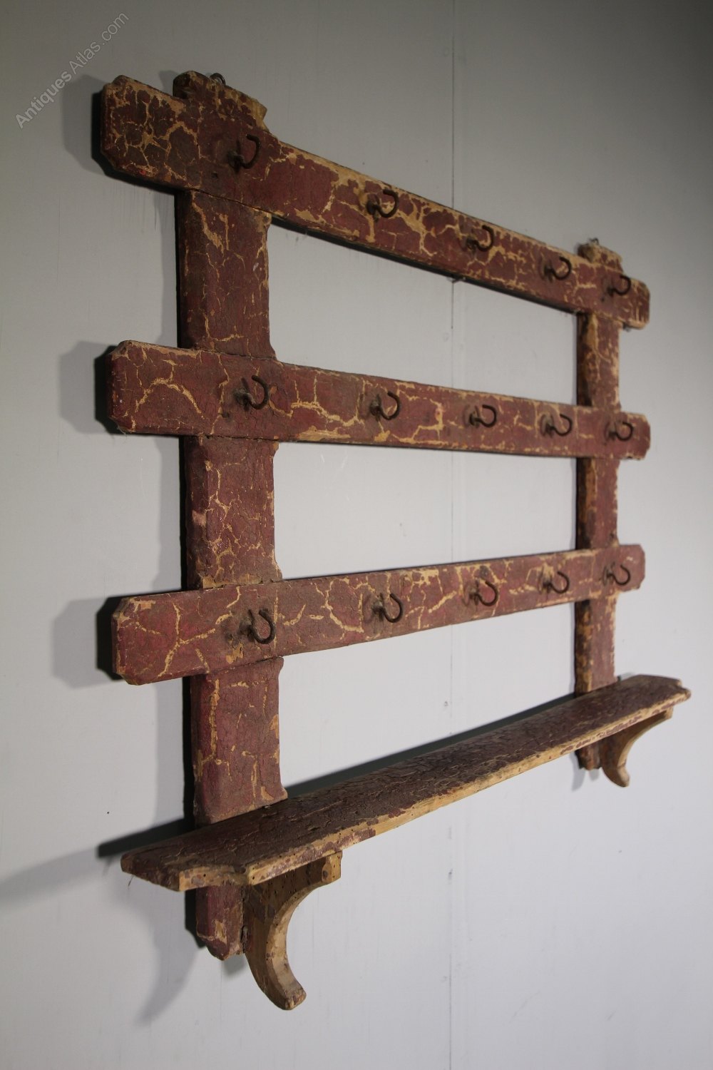 19th Century Original Painted Pine Antique Wall Rack Antiques Atlas