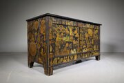 Amazing English Antique Decoupage Blanket Box 
