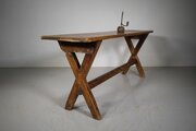 Early 19th Cen Antique Pine X Frame Tavern Table