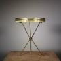 English 1950’s Brass & Leather Round Side Table 