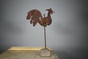 English 19th Antique Cockerel Weathervane In Old Paint