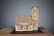 English 19th C Large Antique Shell Work Church