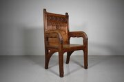 English 19th Century Antique Gothic Oak Armchair 