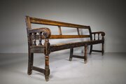 English Antique Oak Prisoner Bench From Solihull Police Stat