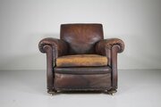 English Edwardian Antique Leather Armchair 