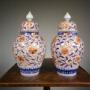 Fabulous Pair Japanese Antique Imari Lidded Vases