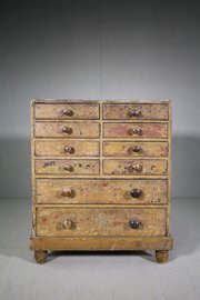 Georgian Antique Original Painted Pine Chest-Great