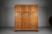  Heals 1920’s Buttery Hutch Oak Triple Wardrobe 