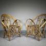 Pair of 1930’s Willow Garden Armchairs with Cushio