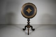 Rare English Antique Papier Mache Tripod Table 