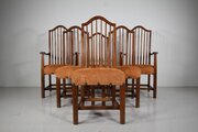 Set Of Six Arts & Crafts Antique Oak Dining Chairs