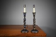 Tall Pair Of Early Antique Kashmiri Table Lamps