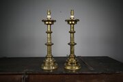 Tall Pair Of English 19th Century Antique Lamps
