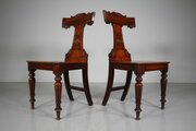 Wonderful Pair Of Antique Mahogany Hall Chairs