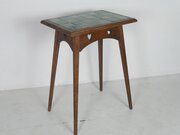 1920s Oak And Tile Lamp Table