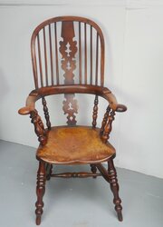 19th Century Yew Windsor Armchair