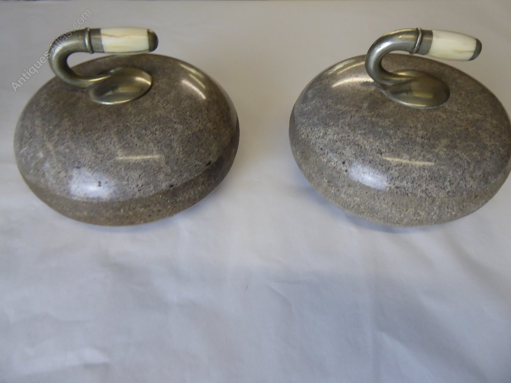 Antiques Atlas Pair Curling Stone Desk Paperweights