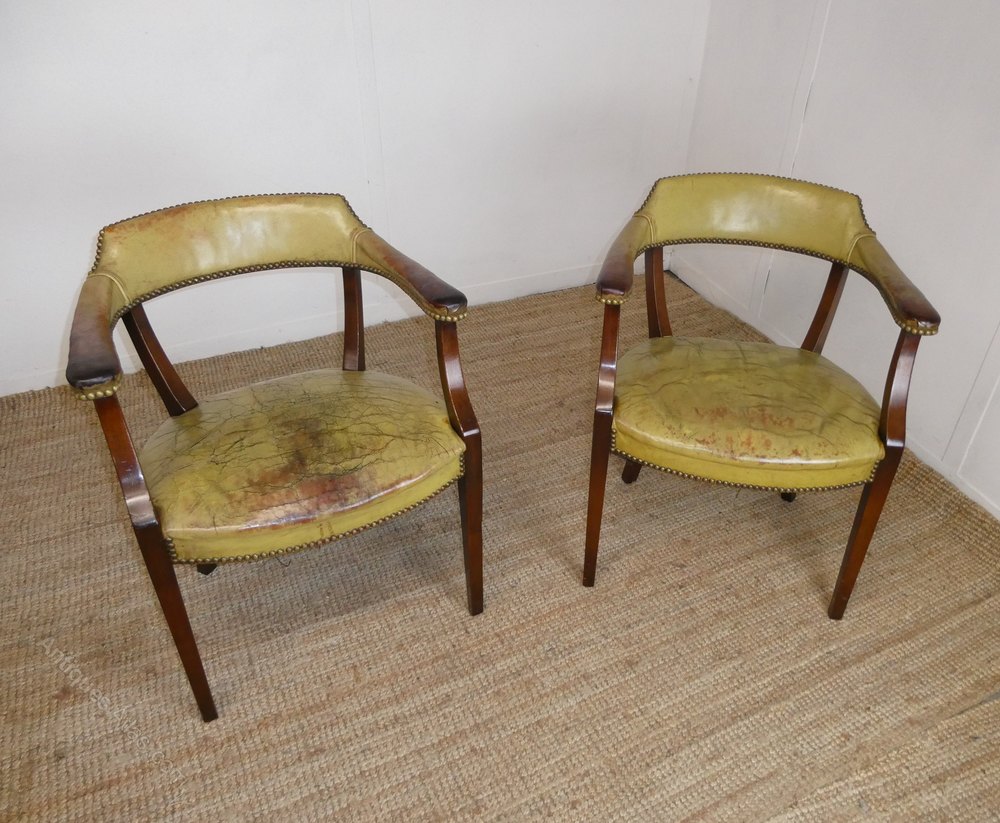 Pair Leather Armchairs Antiques Atlas