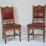 Pair Oak Leather Chairs