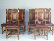 Set 10 Oak / Leather Dining Chairs