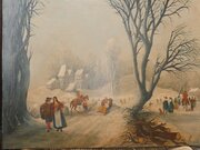 Small Dutch Oil Painting Winter Scene