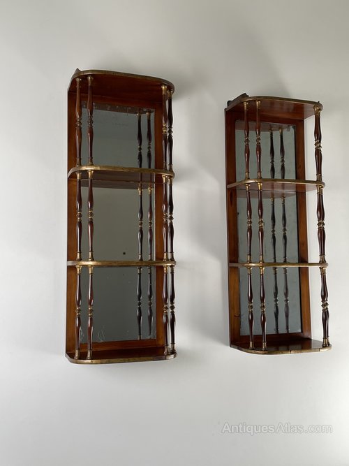 Pair Of Regency Mirror Backed Wall Shelves C1820 as1054a139 / 1206