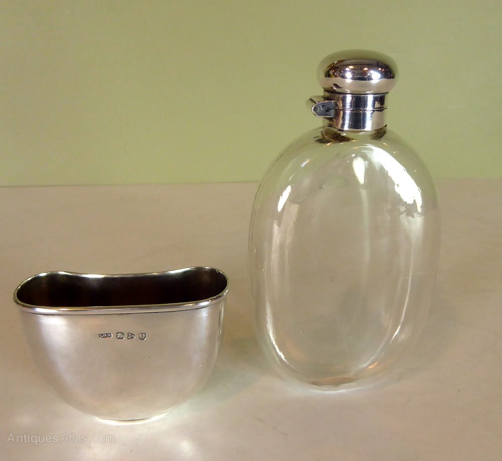 Antiques Atlas 19th C Silver & Glass Hip Flask