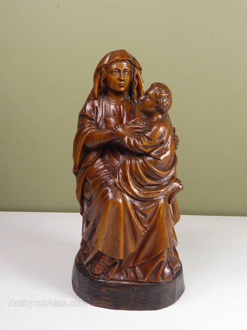 Antiques Atlas - Early 18th C Carved Figure Of Madonna & Child