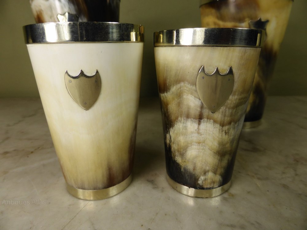 Antiques Atlas Four Horn & Silver Beakers