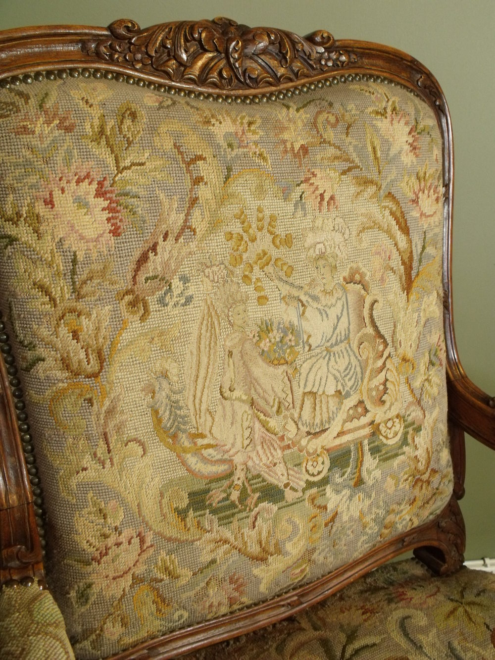 Large Carved Needlework Armchair Antiques Atlas