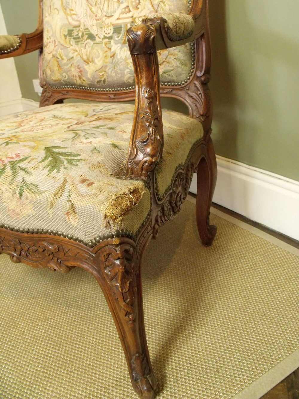 Large Carved Needlework Armchair Antiques Atlas