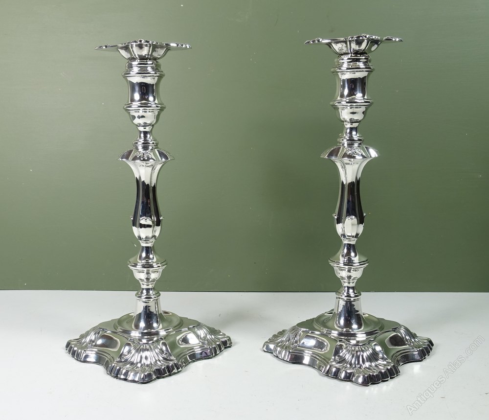 Antiques Atlas Large Pair Of Silver Candlesticks London 1905
