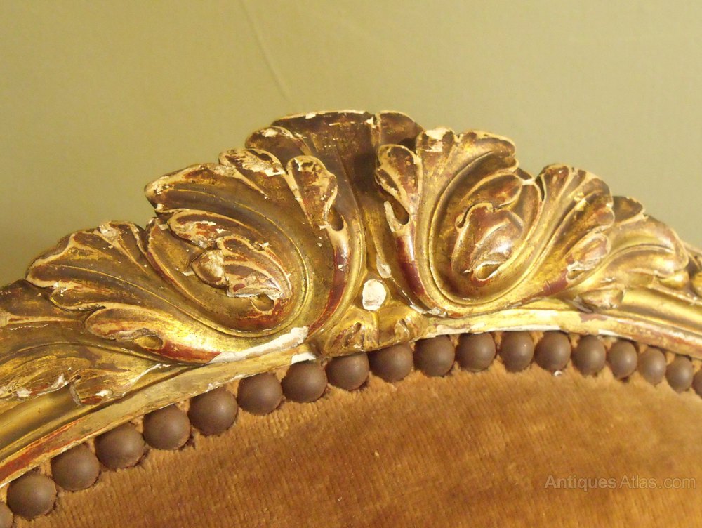 Pair 19th Century Giltwood Armchairs - Antiques Atlas