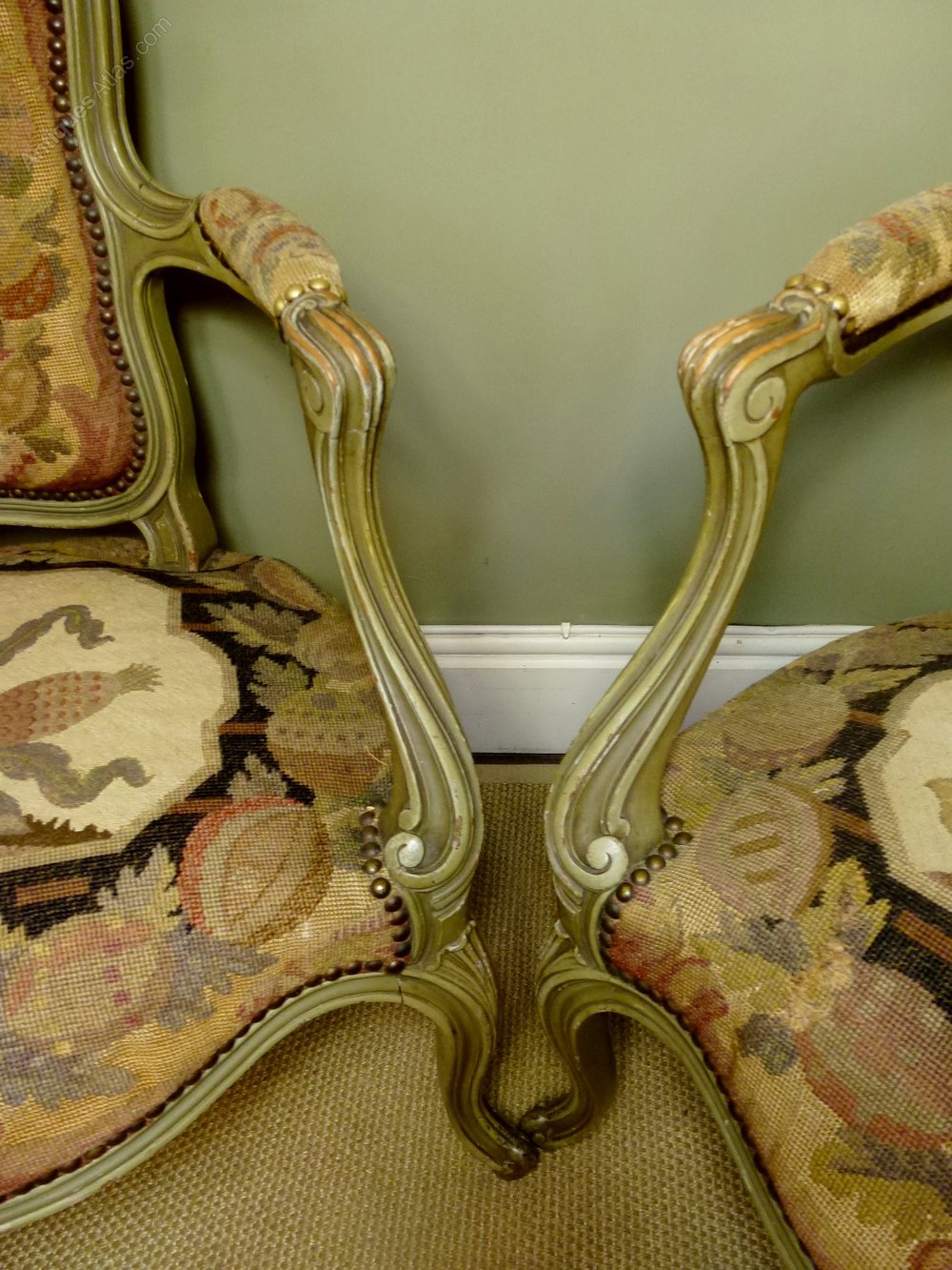 Pair Of 19th C Painted Arm Chairs - Antiques Atlas