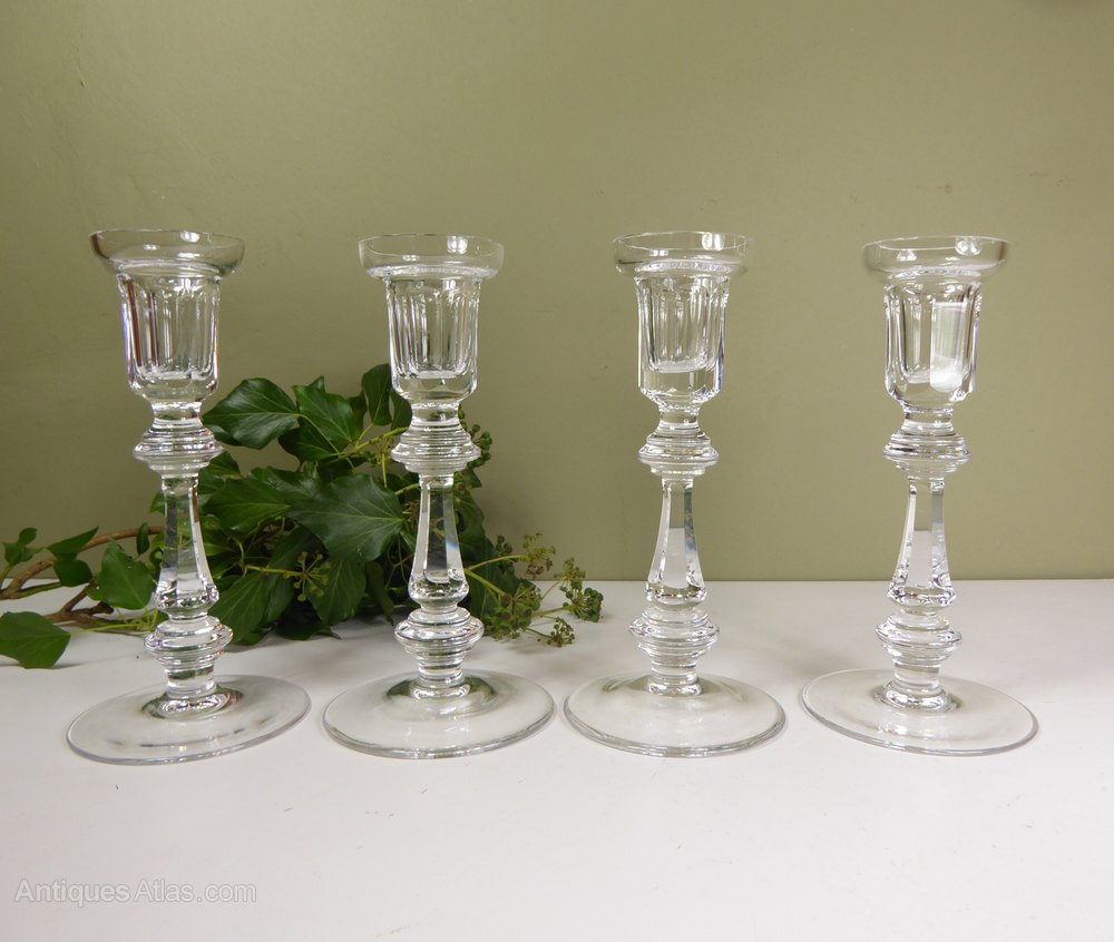 Antiques Atlas Set Of Four Glass Candlesticks 1900