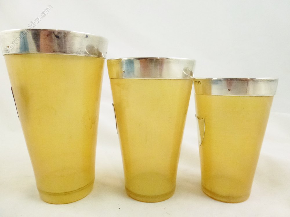 Antiques Atlas Silver Mounted Horn Beakers