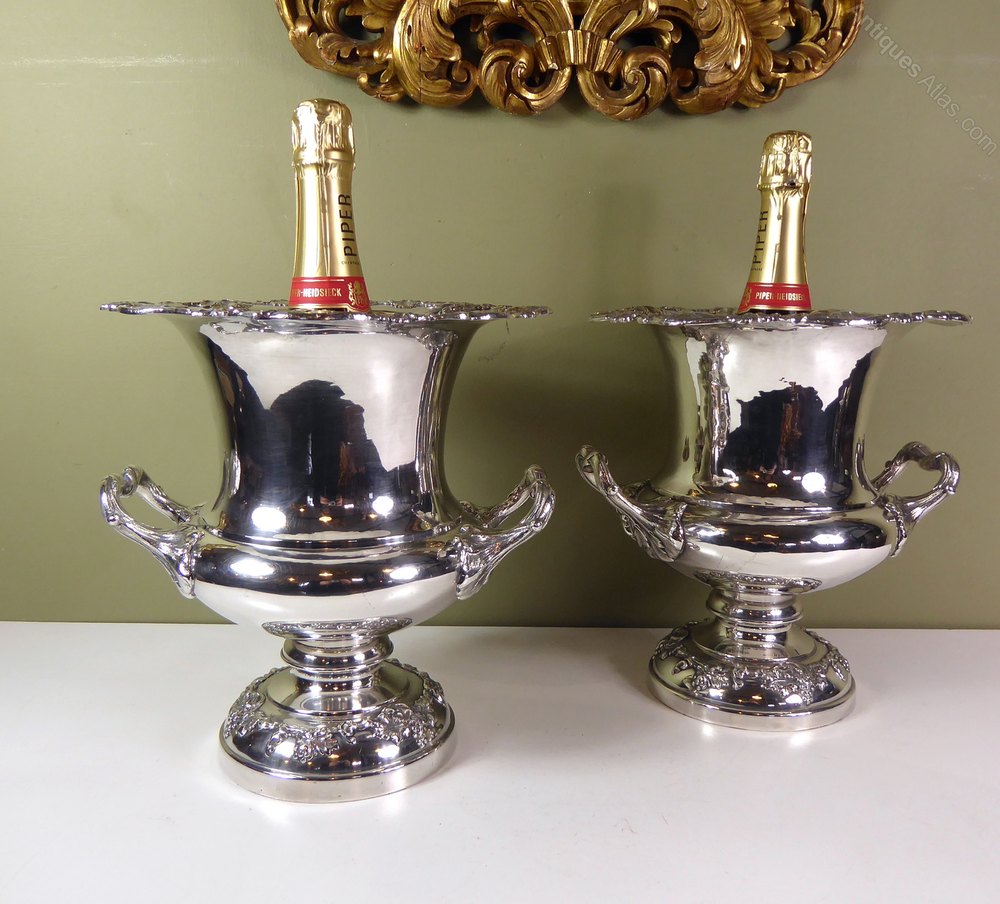 Antiques Atlas Silver Plated Wine Coolers, Champagne Buckets