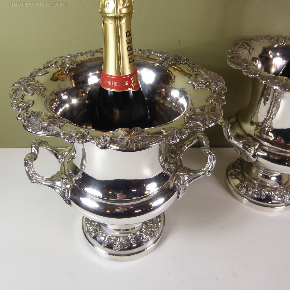 Antiques Atlas Silver Plated Wine Coolers, Champagne Buckets