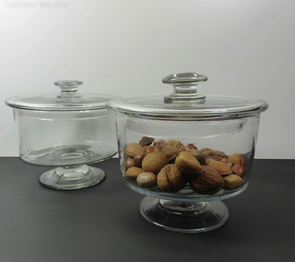 Antiques Atlas Two 19th C Glass Jars & Covers