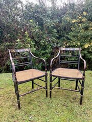 Pair Regency Painted Armchairs 