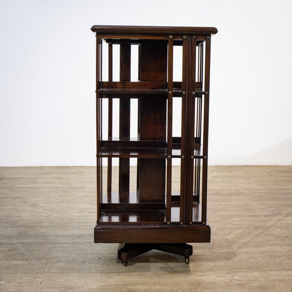 3 Tiered Revolving Mahogany Bookcase On Castors Antiques Atlas