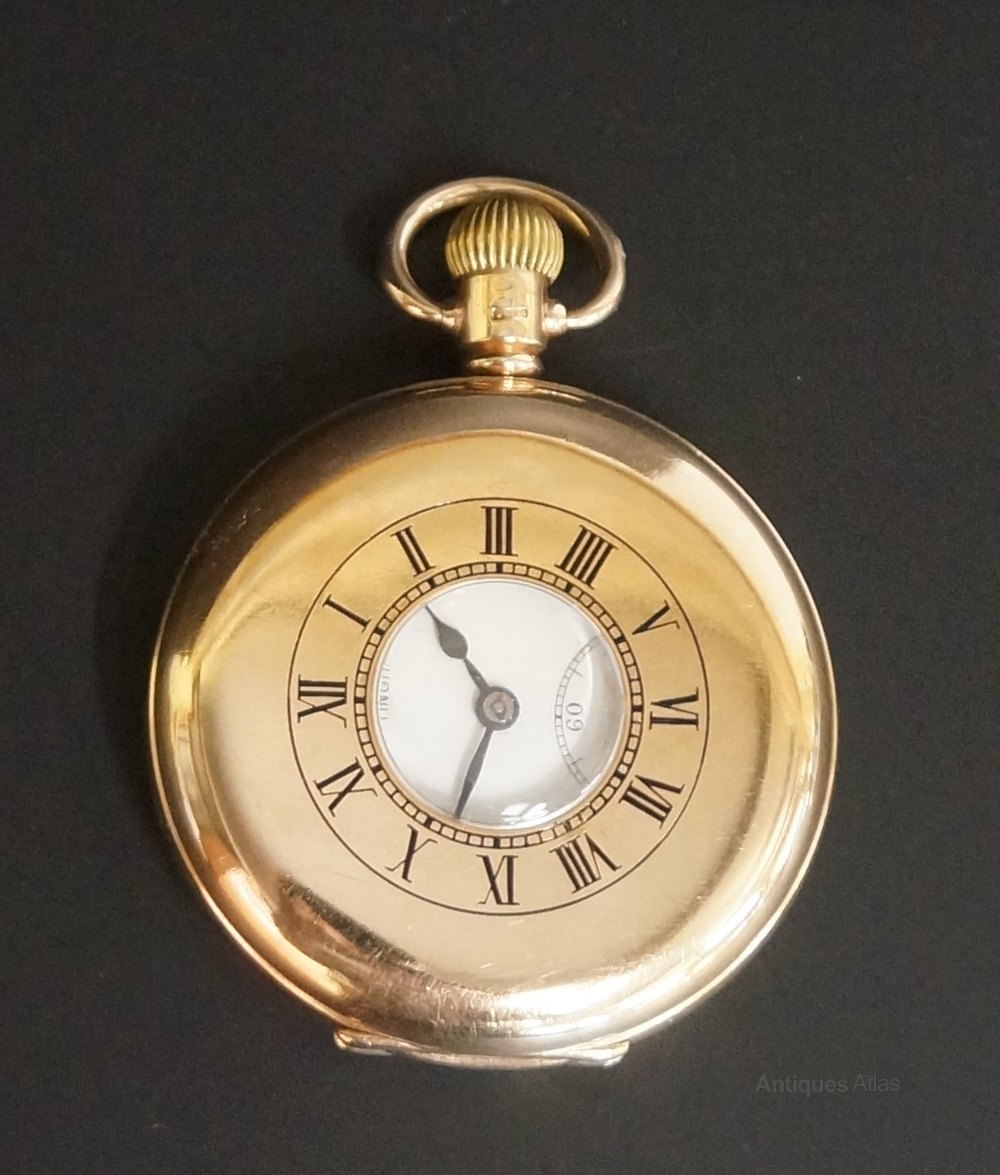 Antiques Atlas A 1930s 9Ct Gold Half Hunter Pocket Watch