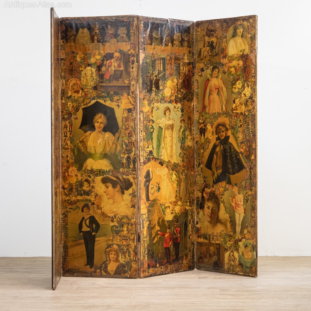 Four Panelled Victorian Decoupage Screen Antiques Atlas