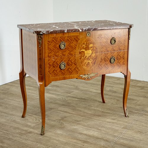 Marquetry & Marble Top 2 Drawer Chest Antiques Atlas