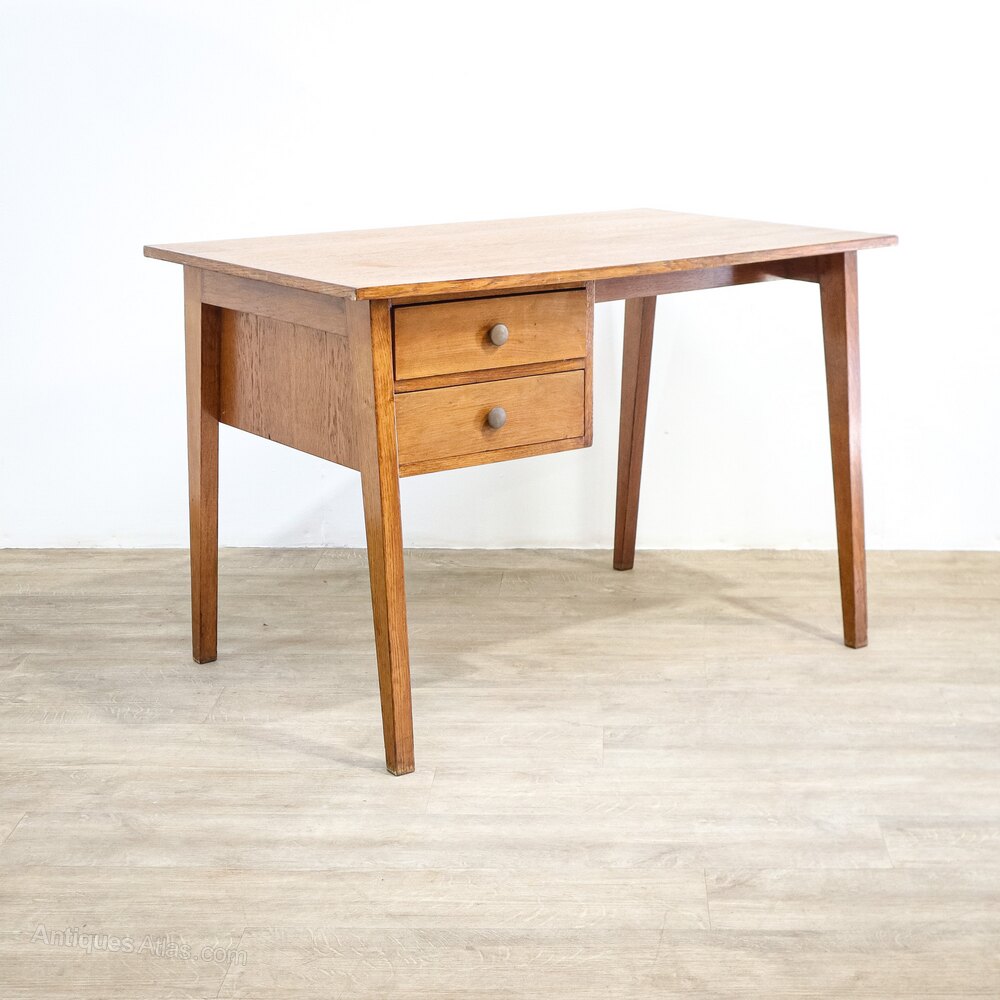 Antiques Atlas - Mid Century Oak Desk With Two Drawers as343a5077 ...