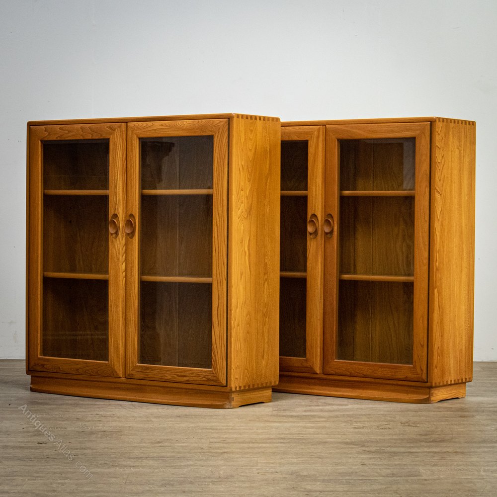 Antiques Atlas Pair Of Ercol Glazed Elm Bookcases
