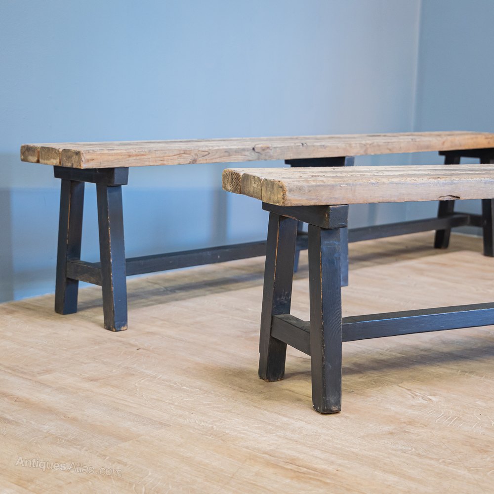 Pair Of Painted School Benches Antiques Atlas