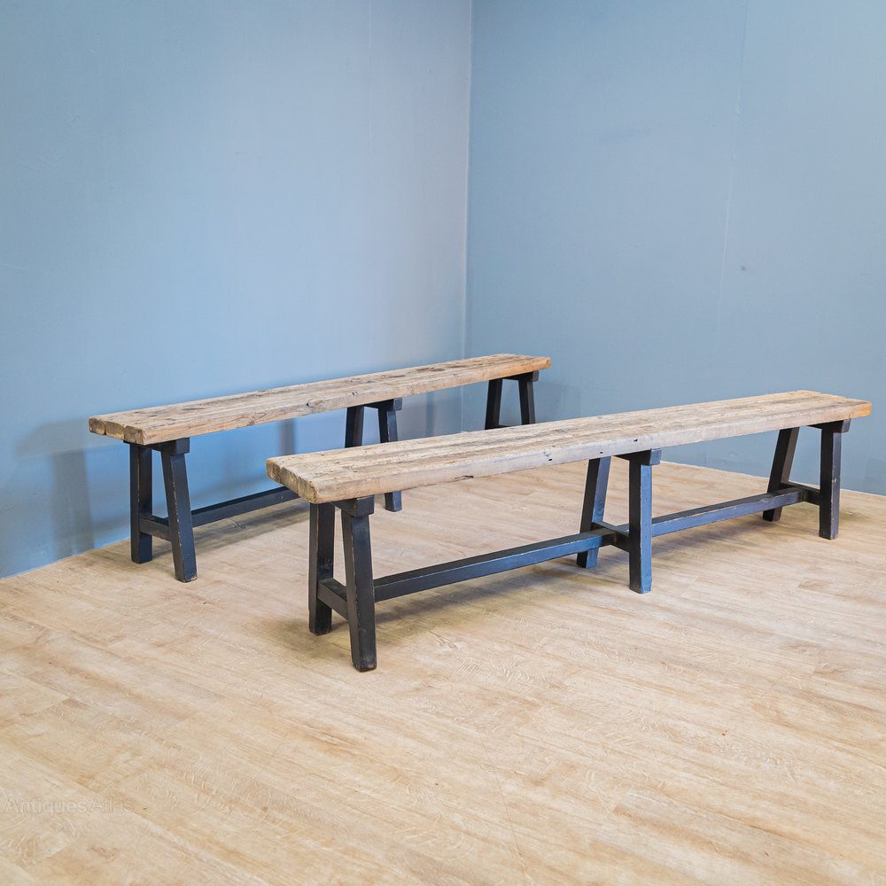 Pair Of Painted School Benches Antiques Atlas