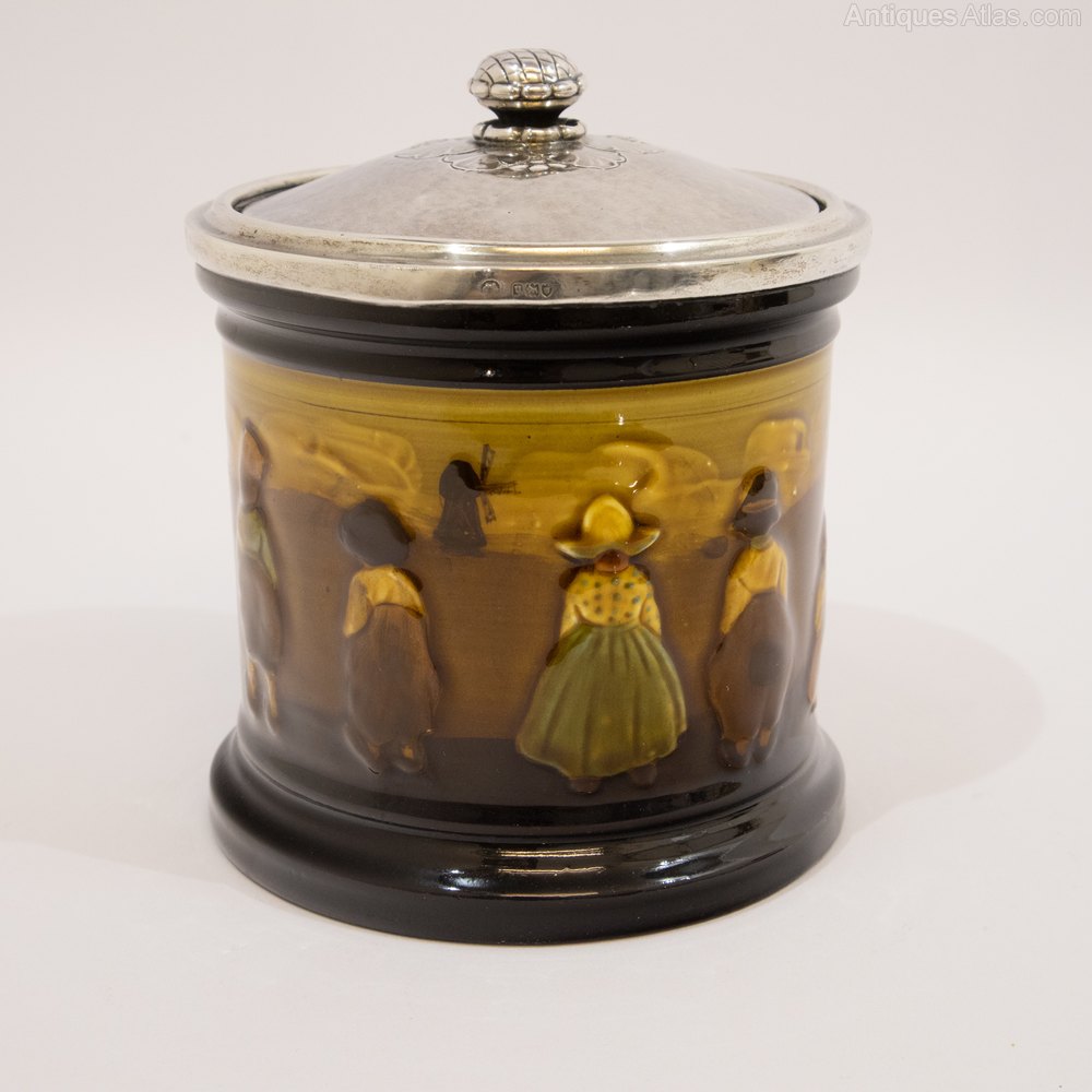 Antiques Atlas Royal Doulton Kingsware Pottery And Silver Jar