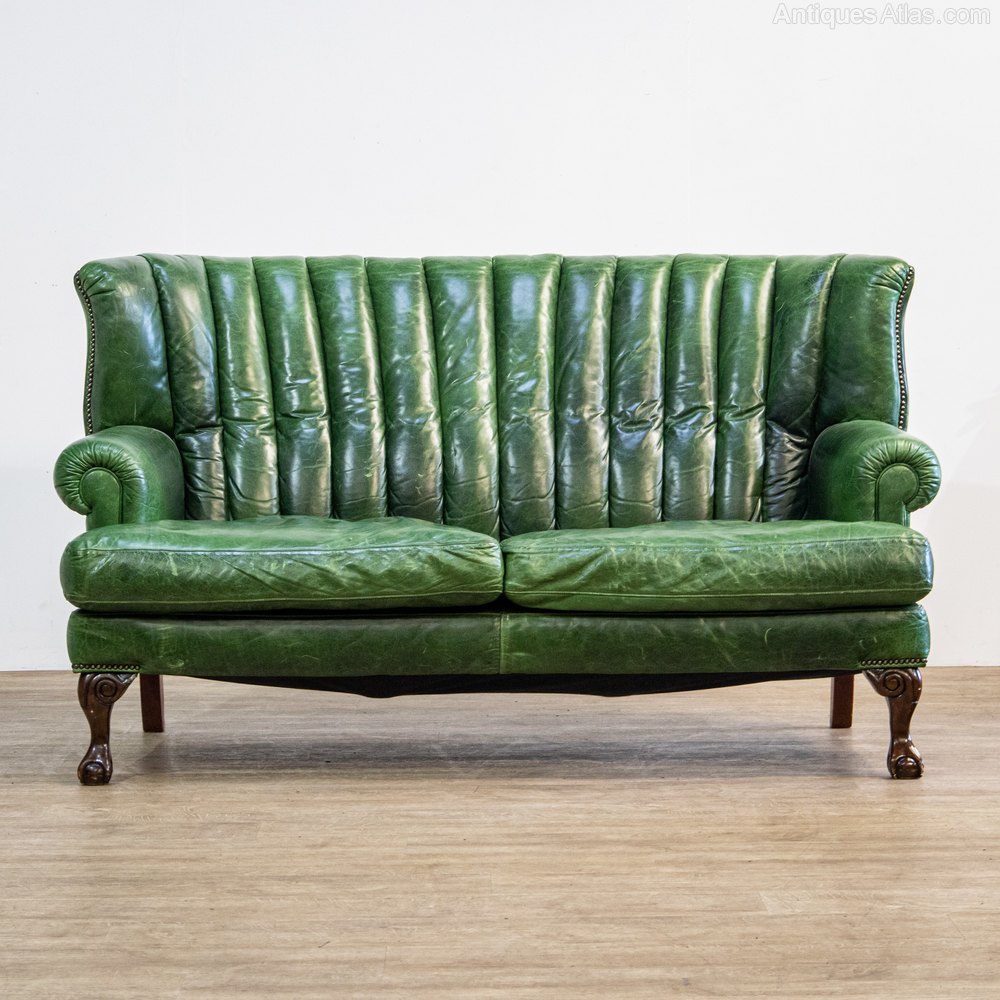 Antiques Atlas Tetrad Blake Green Leather Sofa